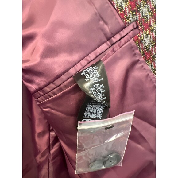 Asos NWOT Burgandy Red Brown and Gold 2 Button Blazer - Picture 8 of 9